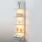 5 Tier Wall Shelf Unit, White Shelves,Lack Shelf, Wall Shelves for Bedroom，Office,Bathroom, Vanity Shelves with LED Light