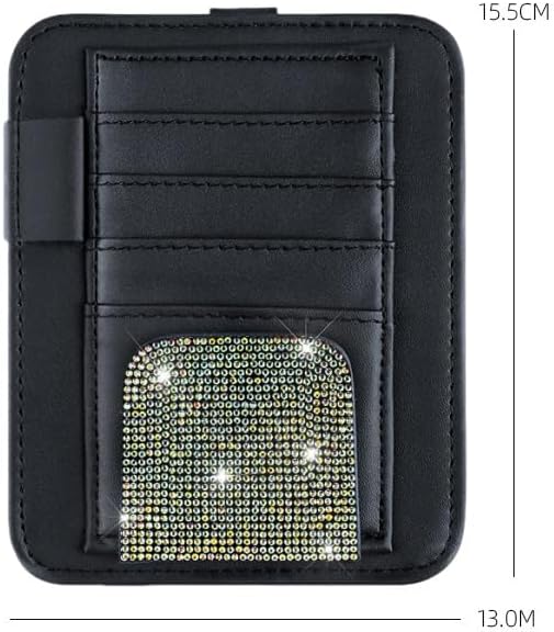 Bling Car Sun Visor Organizer, Rhinestone Multi-Pocket Truck Visor Organizer Pouch with Visor Pen Holder,Glasses Holder,Universal Sunvisor Organizers for Most Cars SUVs -AB
