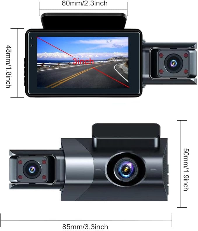 Dash Cam Front and Rear, 1080P Dual Dash Camera, WiFi & App Control, IR Night Vision, 170° Wide Angle, G-Sensor, Parking Mode