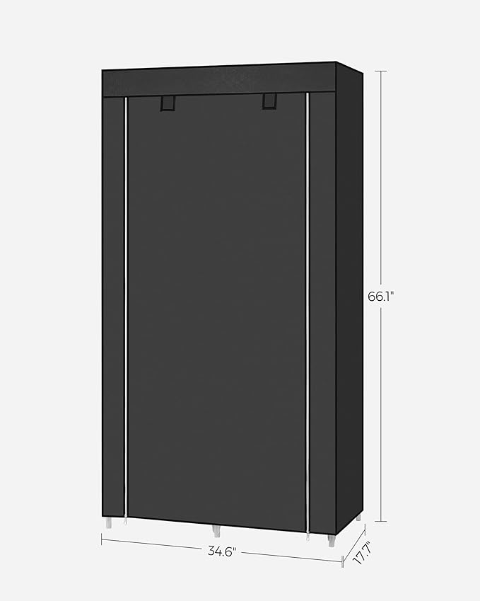 SONGMICS Portable Closet, Fabric Wardrobe, Clothes Rack with Shelves, Pockets, Large Capacity, 1 Hanging Rod, 34.6 x 17.7 x 6