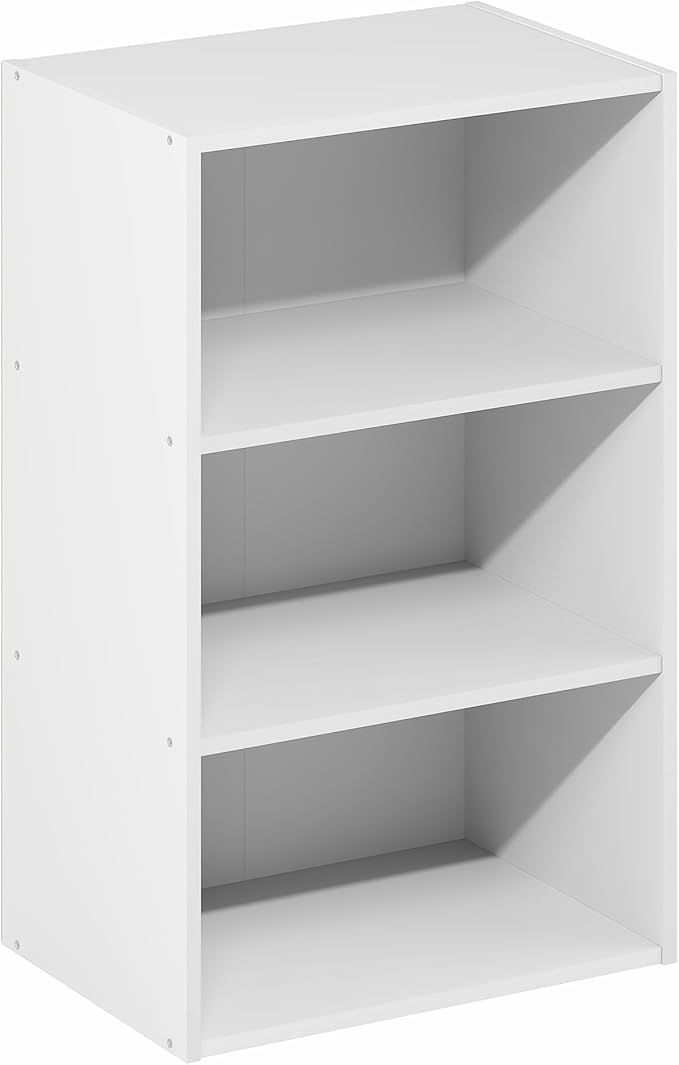 Furinno Basic Book Shelf, 3-Tier Bookshelf, Storage Organizer Bookcase with Open Shelf, 11 x 17 x 26, for Living Room, Bedroo