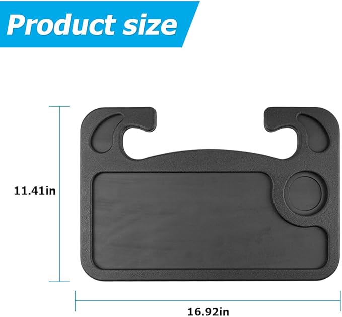 Mandark Car Steering Wheel Tray, 2 in 1 Auto Steering Wheel Desk for Eating Drinks Laptop, Multipurpose Vehicle Interior Travel Essential Table Accessories, Universal for RV, SUV, Truck (Black)