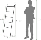 Towel Blanket Ladder Black Metal Blanket Ladder Holder Industrial 5 Tier Wall Leaning Ladder Rack for Bathroom Living Room La