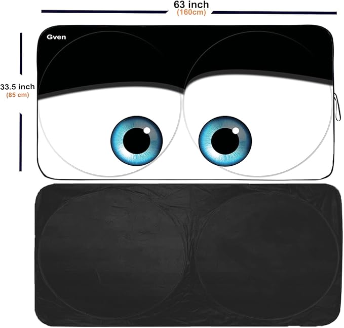 GVEN Windshield Sun Shades Car Sun Shade Protector Blocks UV Rays for Full-Size Sedan & SUV, Mid-Size SUV, Sports Cars, Wagon and Mid-Size Pickup Truck Car Accessories (Black, L)