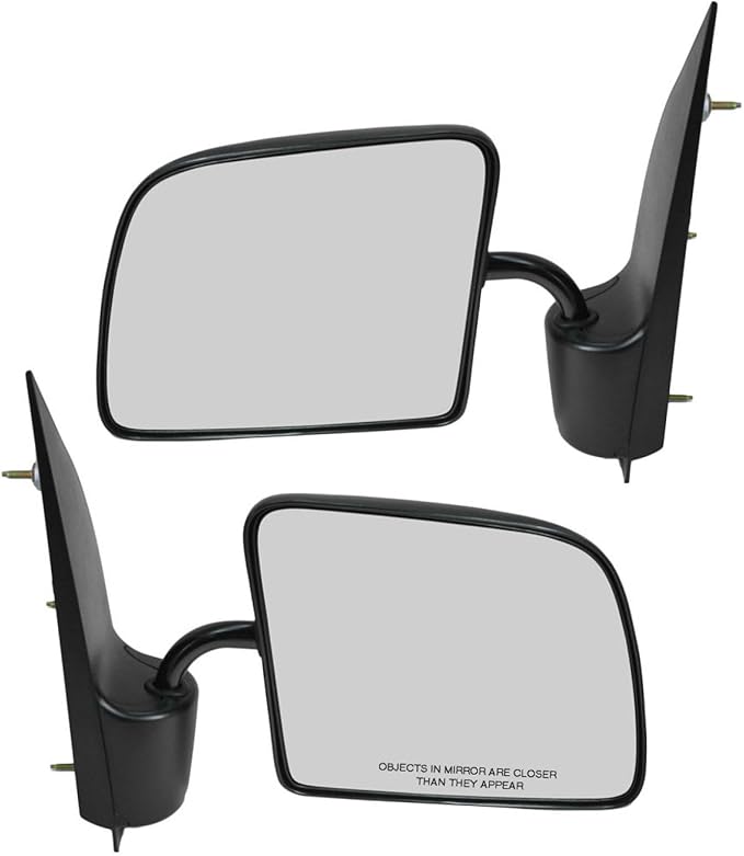 TRQ 2 Piece Driver and Passenger Side Mirror Assembly Set Manual Adjustment Non-Heated No Memory Black Compatible with 1994-2