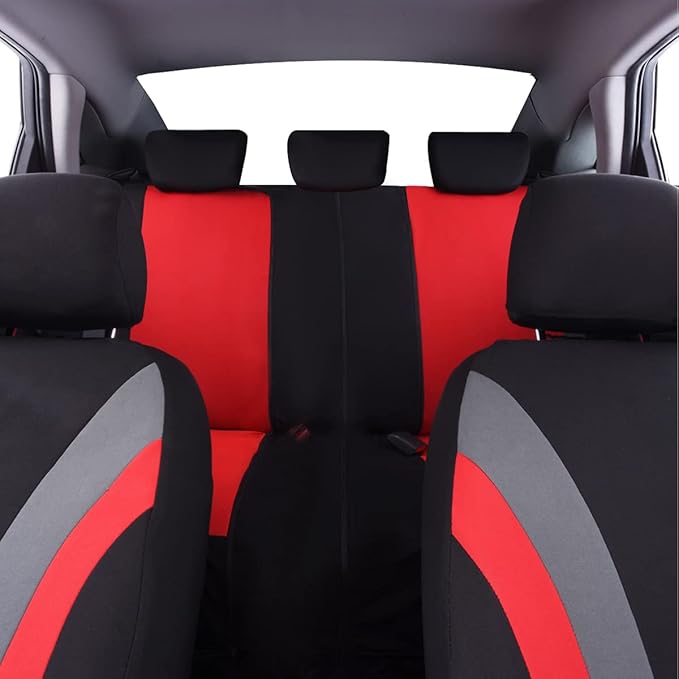 CAR PASS Line Rider Sporty Cloth 11PCS Universal Fit Car Seat Cover -100% Breathable with 5mm Composite Sponge Inside,Airbag 