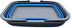SAMMART 9.2L (2.37Gallon) Collapsible Tub with Handle - Portable Outdoor Picnic Basket/Crater - Foldable Shopping Bag - Space Saving Storage Container (1, Dark Grey/Blue)