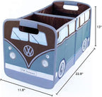 BRISA VW Collection - Volkswagen Foldable Storage Trunk Box Bag for Grocery Shopping in VW T1 Bus Campervan Shape (Classic Bus/Petrol & Brown)