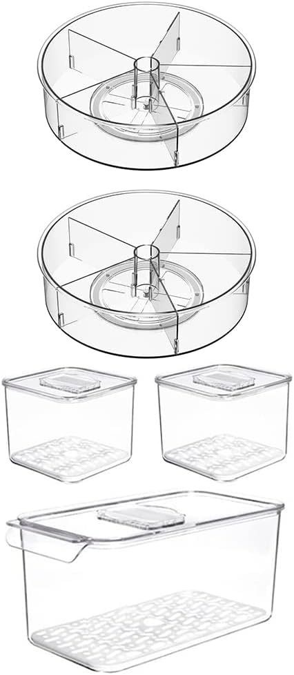 Lazy Susan Organizer Turntable Storage Container Rotating Organizer Spinning Organizer Bins SANNO Produce Saver Containers fo