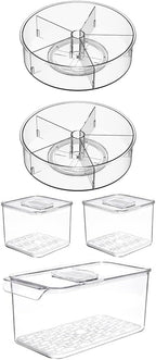 Lazy Susan Organizer Turntable Storage Container Rotating Organizer Spinning Organizer Bins SANNO Produce Saver Containers fo
