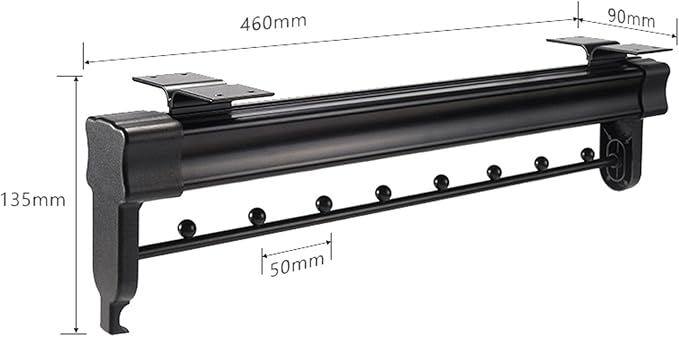 Pull Out Clothes Rail Extendable Pull Out Closet Rod - Wardrobe Pull-Out Trousers Rack, Extendable Wardrobe Rail in Steel, Ad