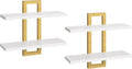 HOOBRO Floating Shelves, 15 Inch Wall Shelf Set of 2, Wall Mounted Storage Shelves 2-Tier, Hanging Bathroom Shelves, for Livi