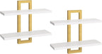 HOOBRO Floating Shelves, 15 Inch Wall Shelf Set of 2, Wall Mounted Storage Shelves 2-Tier, Hanging Bathroom Shelves, for Livi