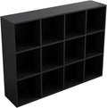 OSCHF 12-Cube Storage Shelf Bookcase - Wooden 3-Tier Floor Standing Open Bookshelf for Home and Office, Display Cabinet, Blac