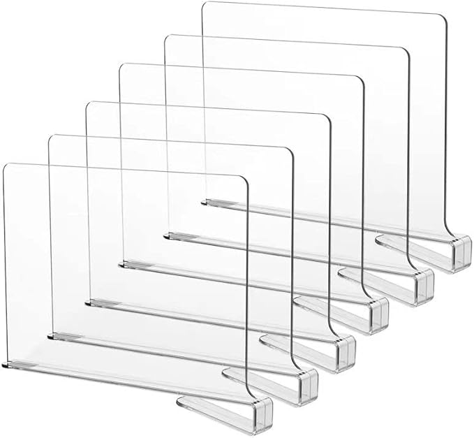 LikeU Shelf Dividers for Closets,Clear Acrylic Shelf Divider for Wood Shelves and Clothes Organizer/Purses Separators Perfect