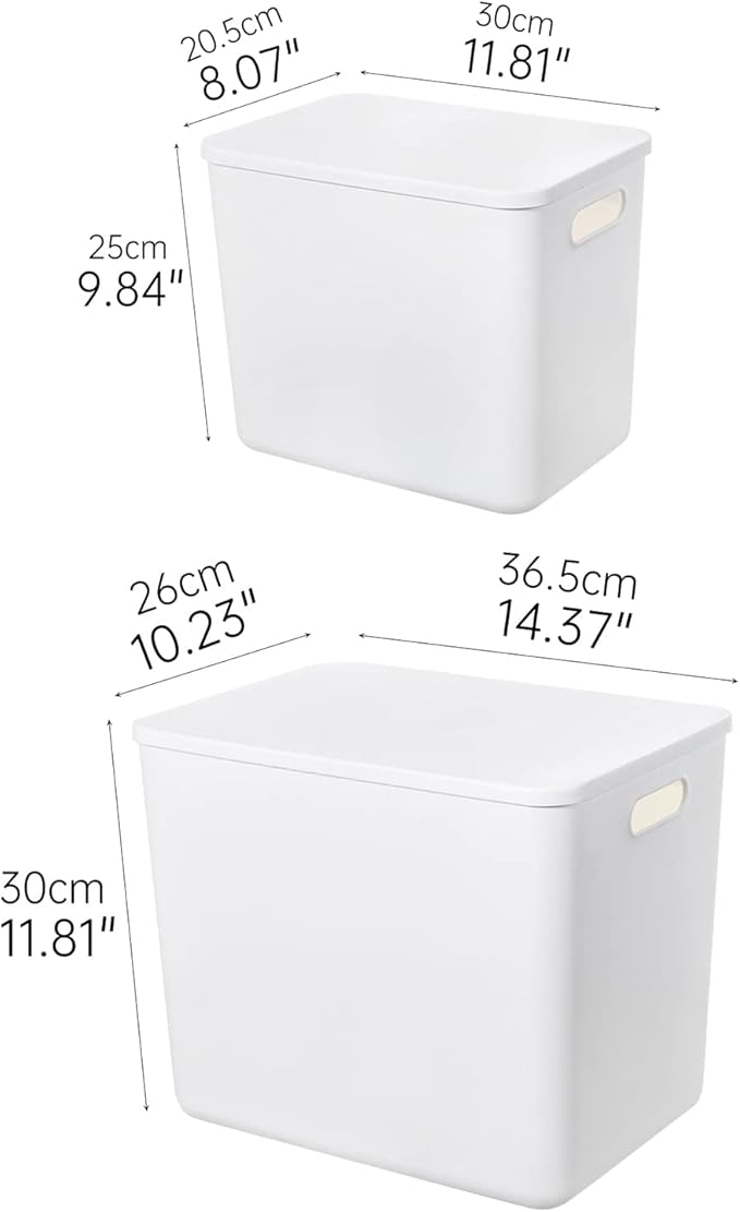 Yishyfier Plastic Storage Baskets Bins Boxes With Lids,Organizing Container White Storage Organizer Bins For Shelves Drawers 