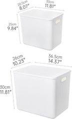 Yishyfier Plastic Storage Baskets Bins Boxes With Lids,Organizing Container White Storage Organizer Bins For Shelves Drawers 