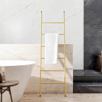6-Tier Blanket Ladder 68 Inch Wall-Leaning Towel Rack for Living Room and Bedroom, Easy Assembly - Gold