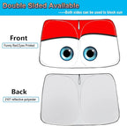 Gven Sunshade for Tesla Model Y Accessories 2025 Funny Eyes Windshield Sun Shade Car Front Window Shade for Tesla Model 3 Accesssories Dual-Sided Versatility (Red, for Tesla)