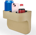 Car Cup Holder, Auto Front Seat Organizer, Multifunctional Cup Drink Holders with PU Leather Cover, Gap Filler Storage Box Coin Bucket Console Side Pocket Cell Mobile Phone Holder (Beige)