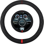 Suede Steering Wheel Cover,Compatible with Chevrolet Chevy Corvette Camaro Spark Suede Leather Sport Non-Slip Wheel Cover Car Interior Accessories 14-14 1/4 inch for Man and Women