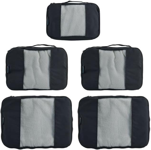 TravelWise 5 Piece Packing Cube Set, Durable Lightweight Luggage Organizer System with Small, Medium and Large Cubes for Trav