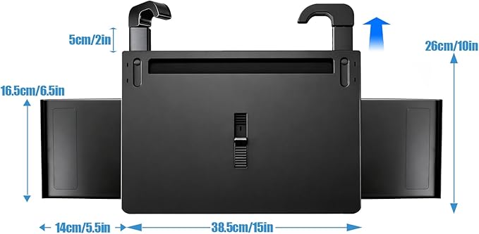 2 in 1 Steering Wheel Desk with Dual Slide Out Trays - Adjustable Laptop Holder for car with Tablet Slot Anti Slip Surface for Eating Writing Working Fit for Car SUV