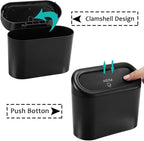 Accmor Car Trash Can, 2 Pack Mini Vehicle Dustbin with Lid, Leakproof Auto Garbage Accessories Organizer Bin with 60 Pcs Trash Bags for Car for Truck, Home, Office