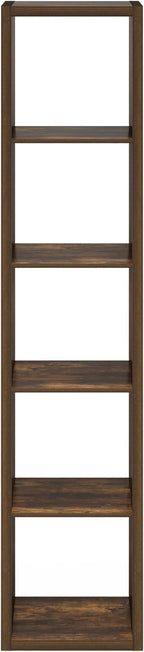 Furinno Cubicle Book Shelf, Vertical 5-Cube Bookshelf, Extra Thick Horizontally & Vertically Reversible Bookcase with Open Ba
