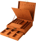Women Jewelry Box Lockable 3 Layers Large Jewelry Organizer Storage Case for Earrings Necklaces Rings Bracelets,Green Display