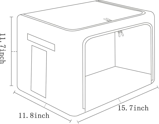 FHSQX 2 Pack Clear Window Storage Bins - Large Stackable Linen Fabric Storage for Clothes Foldable Container Organizer Set wi