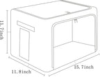 FHSQX 2 Pack Clear Window Storage Bins - Large Stackable Linen Fabric Storage for Clothes Foldable Container Organizer Set wi