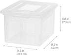 IRIS USA File Box, Plastic File Organizer with Lids for Letter/Legal File, Portable Document Box For Moving, Storage Bin with