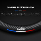 Customized Steering Wheel Cover Compatible with Ford, Nappa Leather & Carbon Fiber Design Car Steering Wheel Cover, with Coasters and 3-in-1 USB Fast Charging Cable (Red)