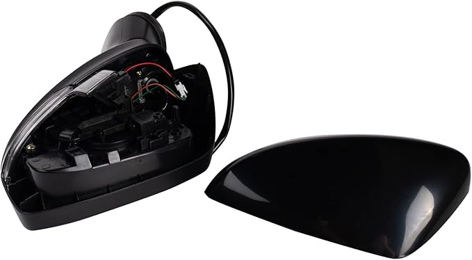 TRQ Driver & Passenger Side Power Mirror Set Smooth Black with Turn Signal Blind Spot Indicator Compatible with 2017-2018 Maz
