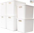 Yishyfier Plastic Storage Baskets Bins Boxes With Lids,Organizing Container White Storage Organizer Bins For Shelves Drawers 