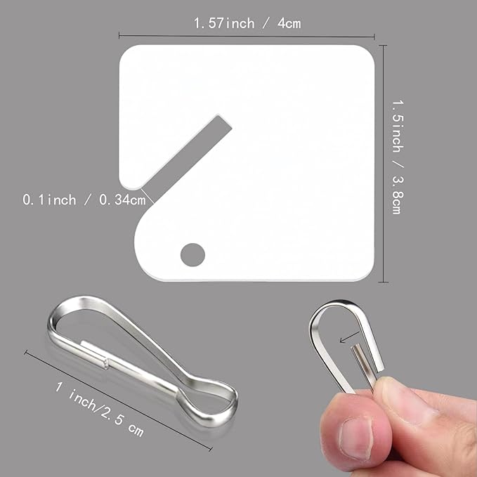 KAKAMINA 100 Pcs Key Tags White Plastic Hanging Tags with Metal Snap Hooks, Tags for Slotted Key Cabinets Boxes Lockers Sturd