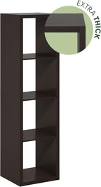 Furinno CUBICLE Book Shelf, Vertical 4-Cube Bookshelf, Extra Thick Horizontally & Vertically Reversible Bookcase with Open Ba