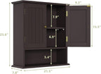 Smuxee Brown Bathroom Cabinet Wall Mounted, Small Medicine Cabinet with 2 Door Adjustable Shelves, Wall Cabinet Over Toilet f