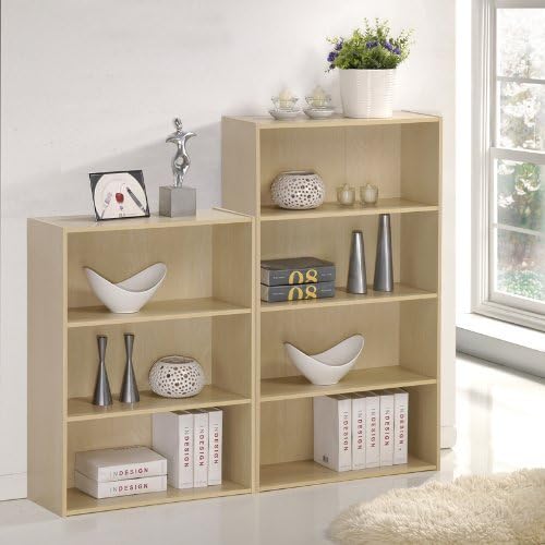 Furinno PASIR Book Shelf, 4-Tier Bookshelf, Bookcase with Open Shelf, 9.4 x 23.6 x 41.7, for Living Room, Bedroom, Home Offic