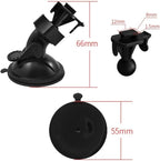 Universal Car Dash Cam Mount - Vacuum Suction Cup Holder with 4 Interchangeable Heads for GPS Navigation and Dashboard Recorder(Buckle w/Card Slot)