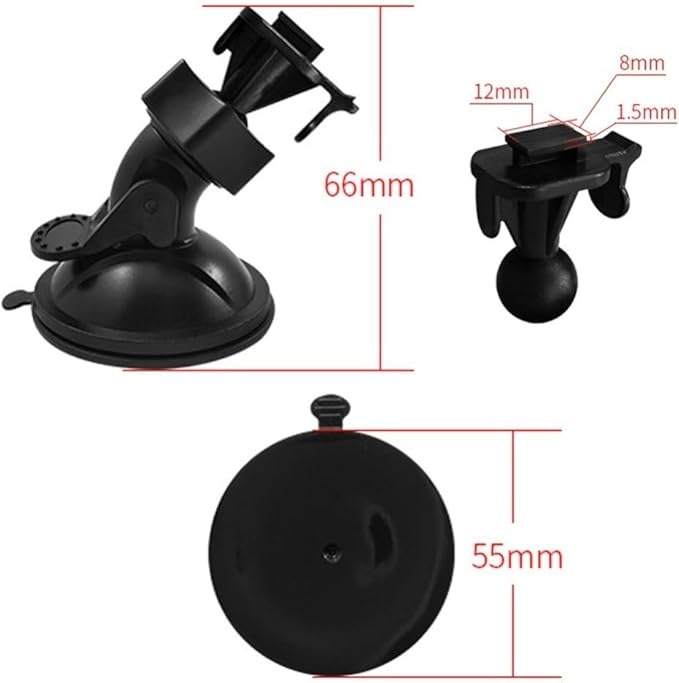 Universal Car Dash Cam Mount - Vacuum Suction Cup Holder with 4 Interchangeable Heads for GPS Navigation and Dashboard Recorder(Buckle w/Card Slot)