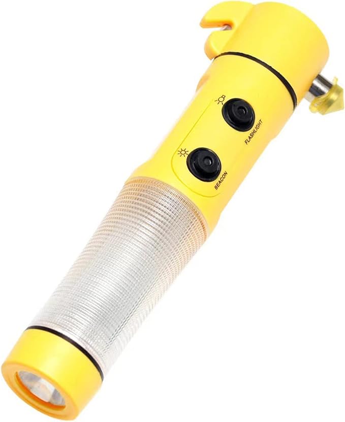 XhuangTech 4 in 1 Car Safety Hammer, Emergency Escape Tool Seat Belt Cutter with Car Window Breaker LED Flash Light Beacon Li