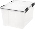 IRIS USA WeatherPro 47 Qt Storage Bins with Lids, 2 Pack, BPA-Free Plastic Gasket Box with Tight Latch and Seal, Stackable Ne