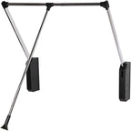 Pull Down Closet Rod, Adjustable 33-45 Inches Soft-Close Wardrobe Rail, Two-way Buffering Stainless Steel Back Mounted Organi