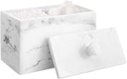 Luxspire Cotton Swab Holder, Qtip Holder Dispenser with Lid, 2 Compartments Cotton Ball Organizer, Bathroom Container for Cot