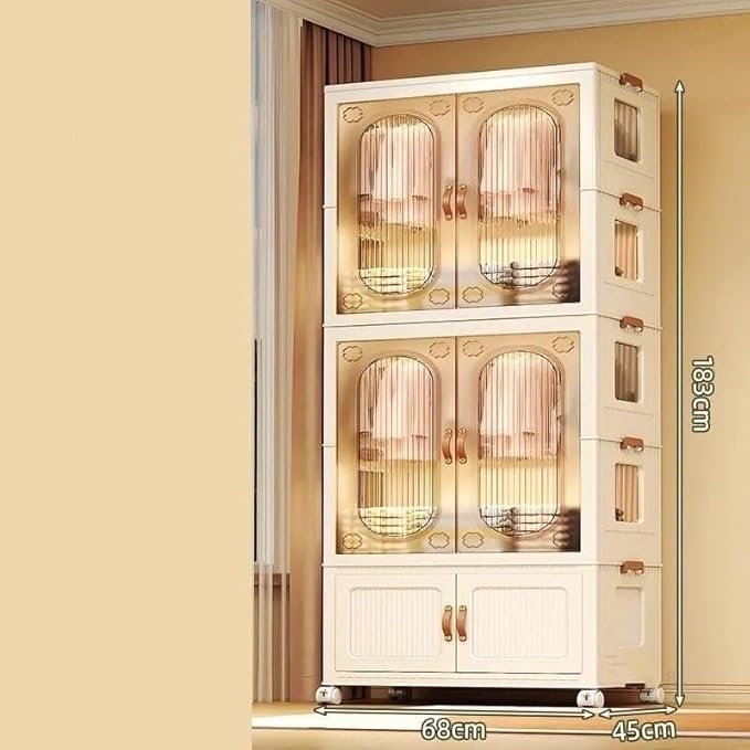 Portable Foldable Wardrobe Closet for Apartments, 3 Cabinets, Sturdy Design, Easy Assembly, Ideal for Bedroom, Bay Window, Cl