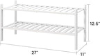 viewcare White Shoe Rack for Entryway, 2 Tier Shoe Organizer for Hallway Closet, Bamboo Wood Shoe Racks for Indoor Outdoor (W