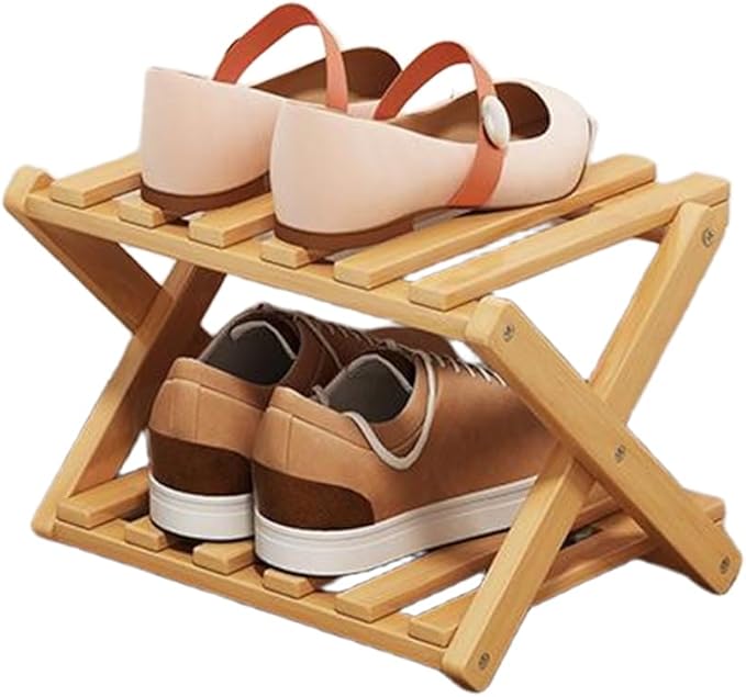 YYW Bamboo Shoe Rack for Entryway, Free Standing Shoe Racks Shelf Closet, Widen Foldable Vertical Shoe Storage Organizer for 