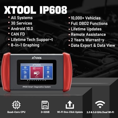 XTOOL IP608 Full System OBD2 Scanner Diagnostic Tool, Code Reader for Cars and Trucks with 30+ Services - EPB/SAS/BMS/Throttle